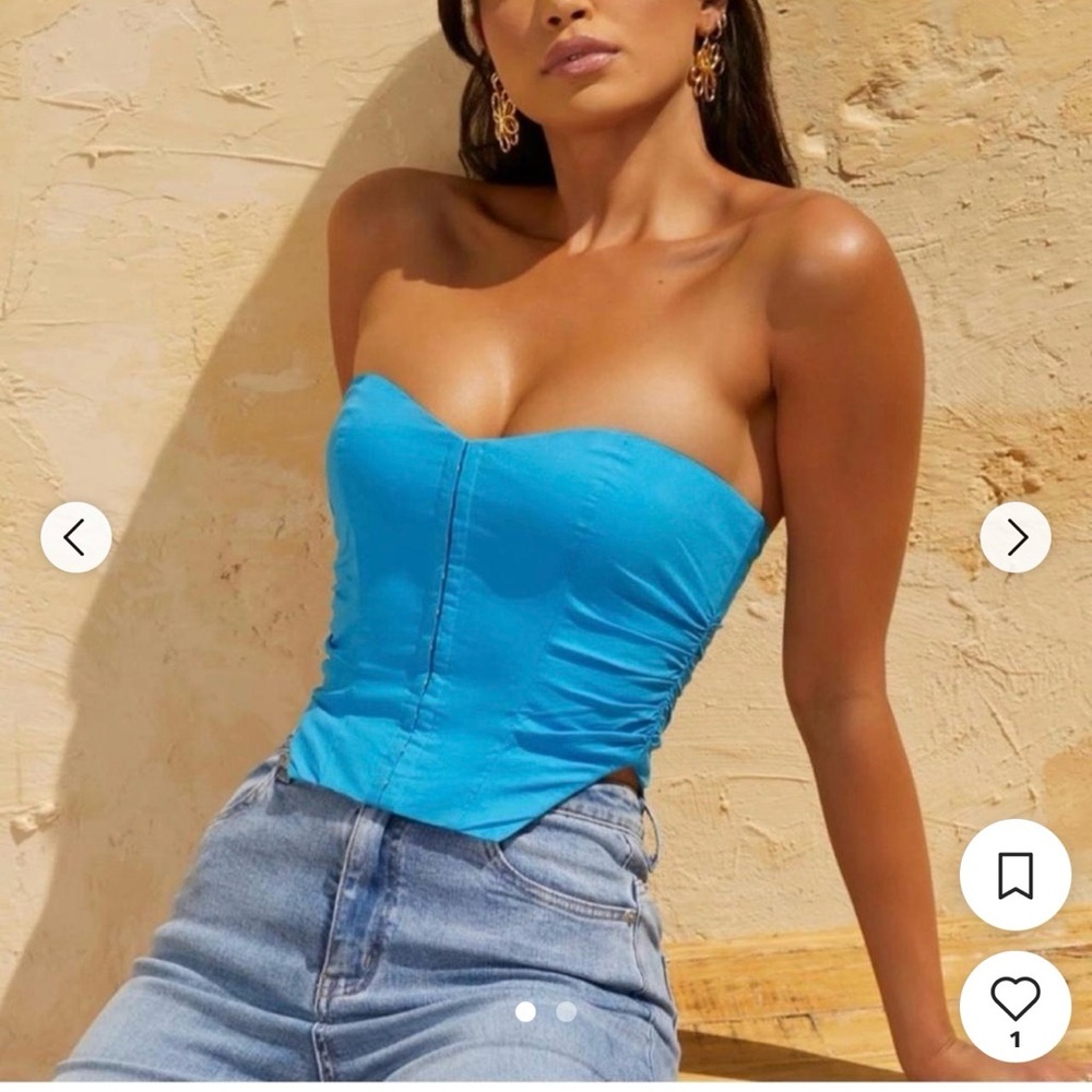 Oh Polly Bright Blue Corset Top